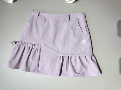 PL Golf Women New Autumn Top Puff Long Sleeve Polo Shirts Elegant Korean Style T-shirts Lady Pleated Golf Cargo Skirt with Short