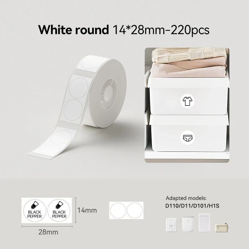 Niimbot White/Cable/Round/Transparent Thermal Label Adhesive Sticker Waterproof UV Paper For D11 D110 Mini Printer Label Maker