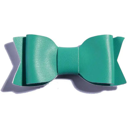 7.5CM Hot Sale Synthetic PU Leather Bows Knot For Hair Accessories Hair Bow With Clip For Headbands U Pick