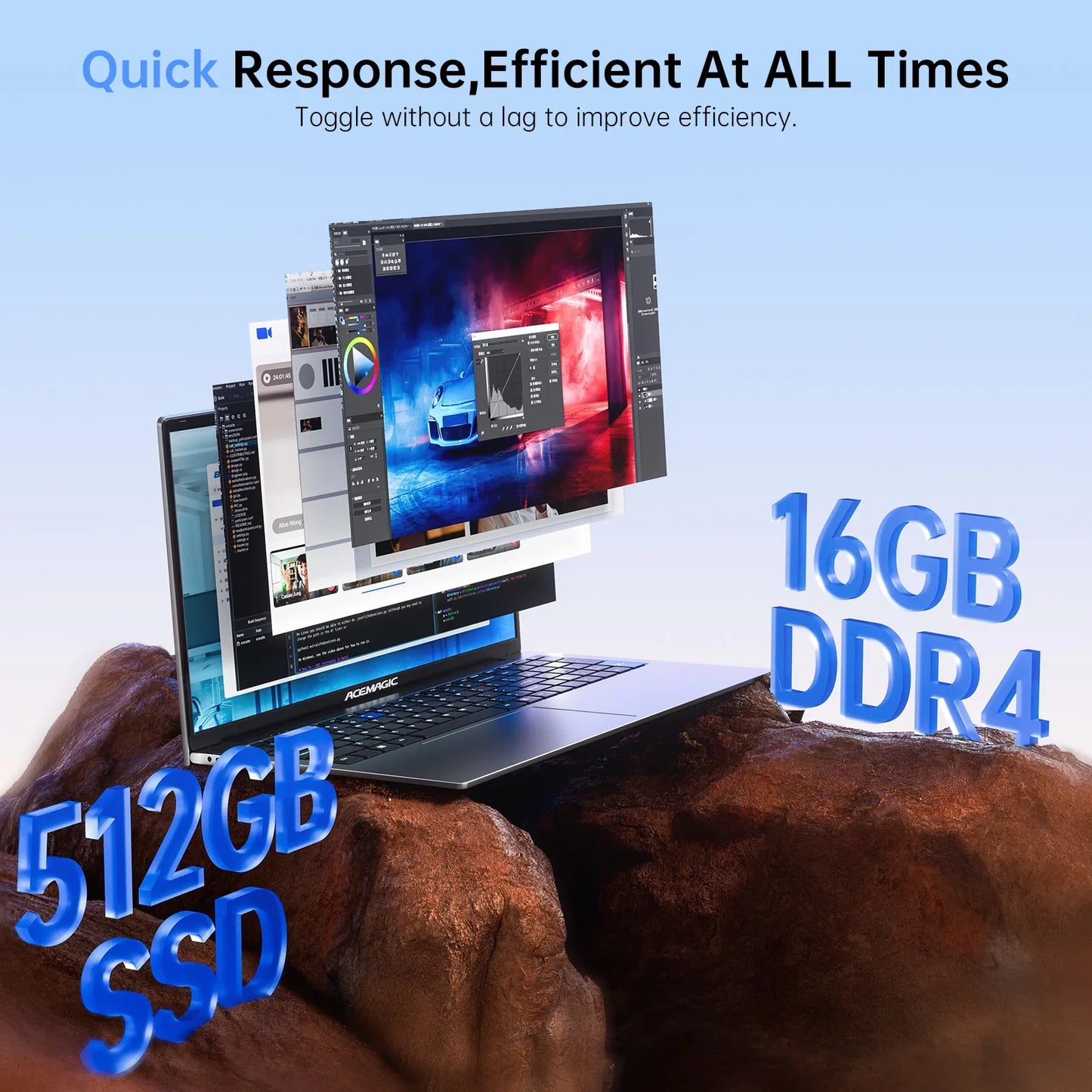 ACEMAGIC AX17 Intel Processor N97 17.3" Ultar Slim 6000MAH Laptop 16GB LPDDR4 RAM 512GB ROM Windows 11 BT5.2 Wifi 6 Notebook