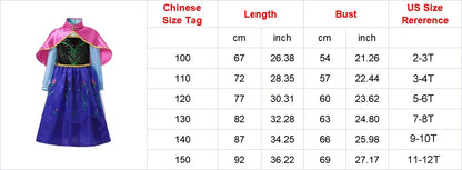 Snow Queen Girls Dress Princess Anna Elsa 2 Dresses Kids Fancy Children Vestidos Birthday Carnival Fancy Party Disguise