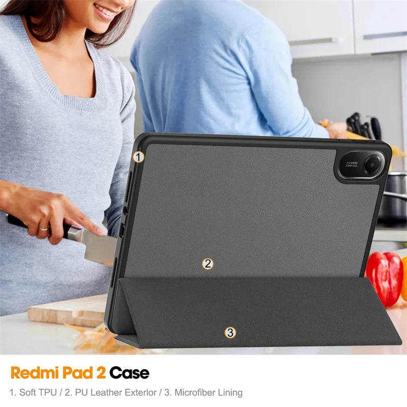 For Xiaomi Redmi Pad 2 11 inch 2025 Case with Pen Holder Magnetic Fold Stand Smart Cover For Funda Redmi Pad 2 Case Coque