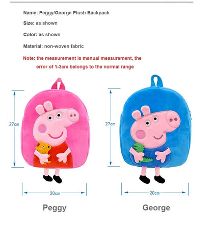 Peppa Pig Crossbody Bag Stereoscopic Doll Backpack Anime Knapsack Plush Coin Purse Toys George Round Pocketbook Children's Gifts