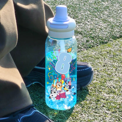 Blueyes Anime Number 1-9 700ML Large Capacity Drink Straw Direct Portable Transparent Water Bottle Handle Rope Child Water Cup