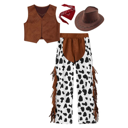 Costume de Cowboy Occidental pour Enfant, Déguisement de Cowgirl, Jeu, Interface West, ixd'Halloween, Cosplay, Ensembles de 4 Pièces, Performance sur Scène Trempée