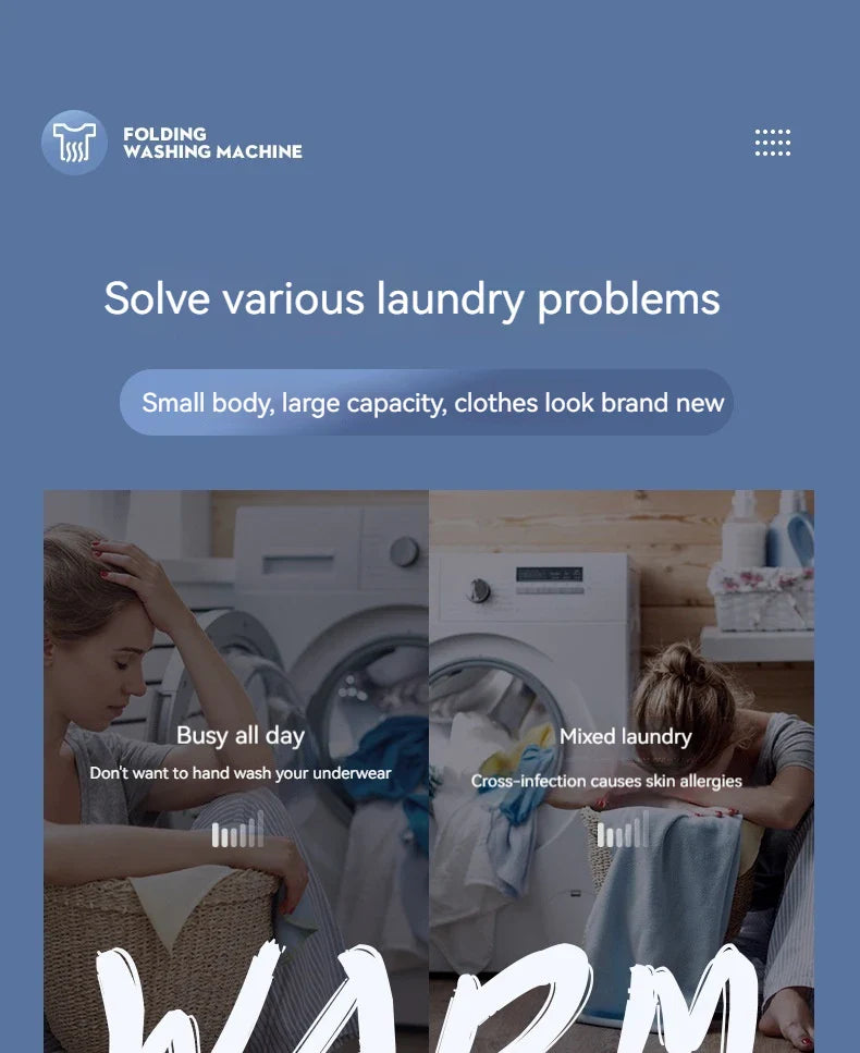Mini Washing Machine Portable Rechargeable Fully Automatic Washing Machine for Underwear, Socks, and Small Laundry