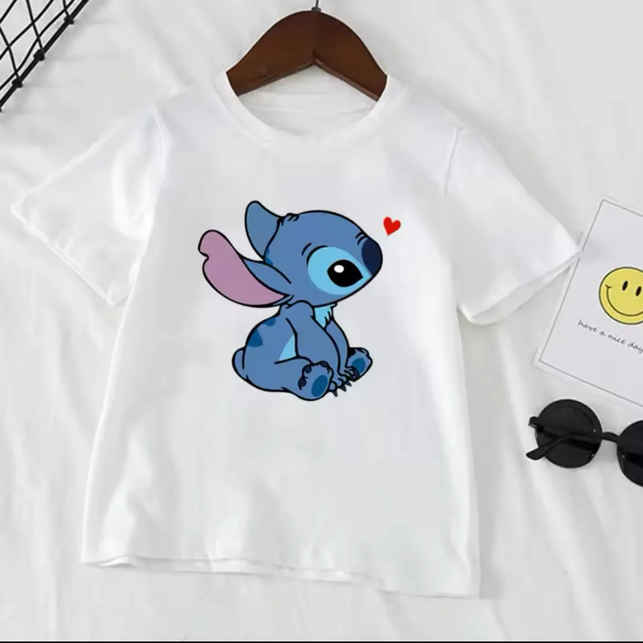 Stitch Stitch Series Peripheral Cartoon Pattern Printed Children's Clothing Summer Edition Boys and Girls Round Neck T-shirt