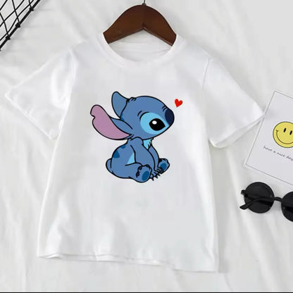Stitch Stitch Series Peripheral Cartoon Pattern Printed Children's Clothing Summer Edition Boys and Girls Round Neck T-shirt