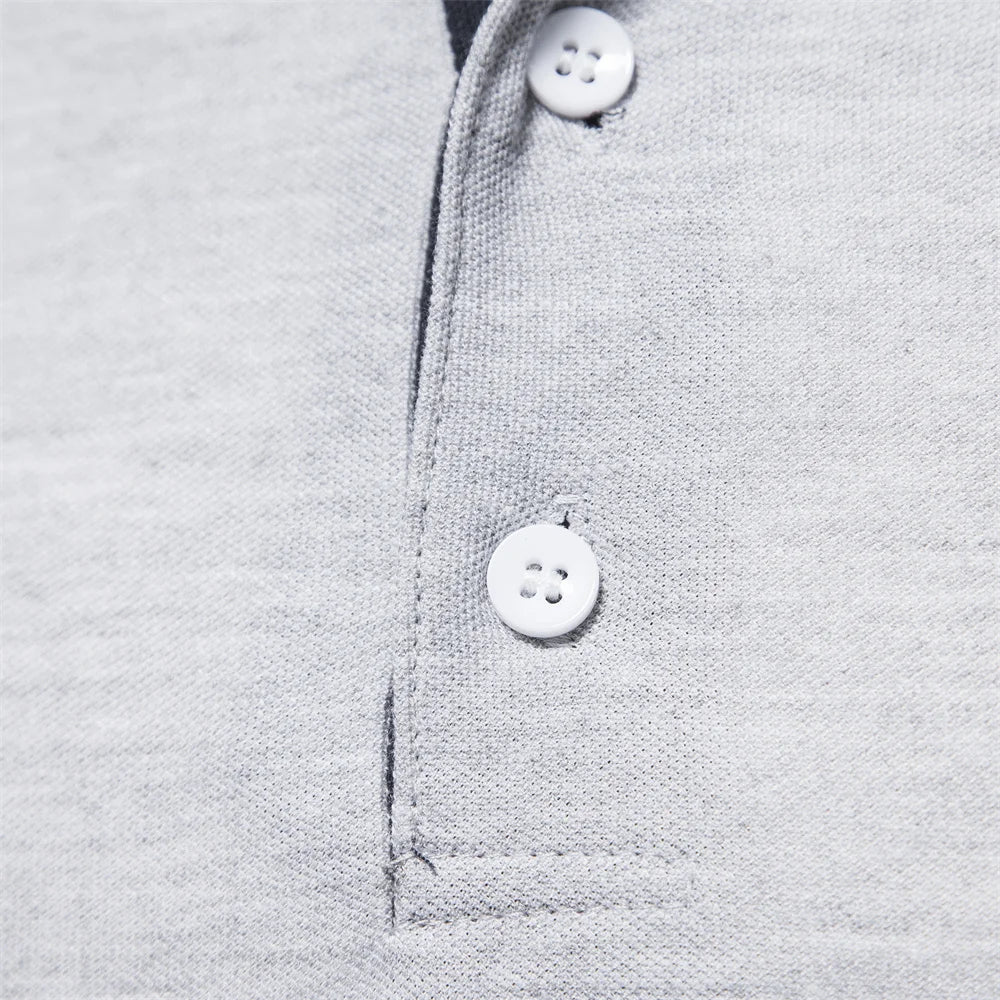 AIOPESON 2023 Nouvelle Polo Homme Broderie Cerf Chemises Manches Longues Couleur Unie Affaires Sociales Homme