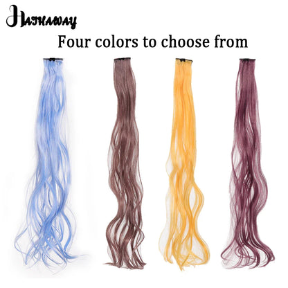 Extensions de cheveux bouclés de 22 pouces, postiche de couleur, mèche de cheveux arc-en-ciel à clipser, mèche de cheveux synthétiques bleus à clipser