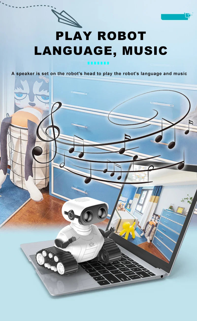 Ebo Robot jouets Robot RC Rechargeable pour enfants garçons et filles jouet télécommandé avec musique et yeux LED cadeau pour enfants