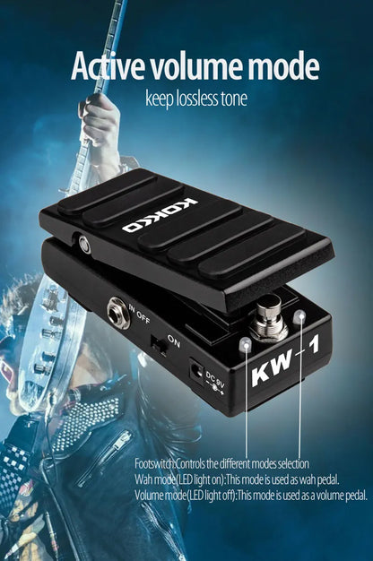 KOKKO Pédale d'effet guitare électrique Wah Volume 2 en 1 Contrôles au pied 2 modes Pédale multi-effets combo Pièces de guitare