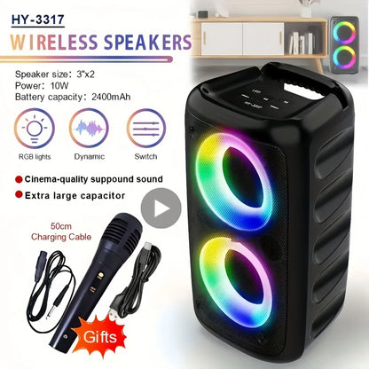 Karaoké Radio FM Enceinte Bluetooth Portable Sans Fil Avec Microphone Lumière Machine Caixa De Som Boîte de Son Musique Subwoofer LED TWS