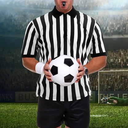 Uniforme d'arbitre rayé à manches courtes, Style professionnel, chemise de terrain de Football et de basket-ball pour hommes, articles de sport à col
