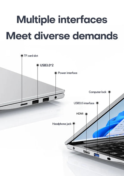 17.3" Gaming Laptop Computer PC Windows 11 Pro Intel Celeron N5095 Laptops Discrete Graphics 16GB DDR4 1TB SSD Notebook PC Gamer