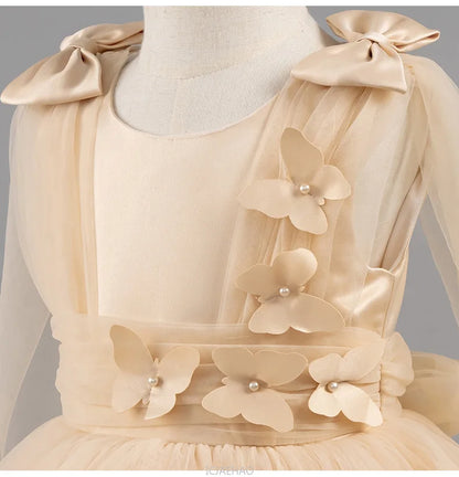 Robe de soirée 2025, robe de princesse pour filles, tenue de concours de fleurs, piano, Recital, anniversaire, mariage, jupe de ballerine, occasion formelle