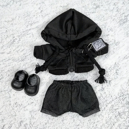 [No Doll] Cute Plush Doll Casual Hoodie Black Suit Fashion Sweatshirt Jacket Outfit Clothes for Labubu Clothes Gifts