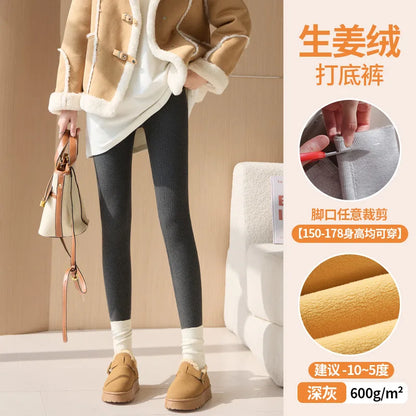 Women's Wool Leggings, Outer Wear, Fall Winter, Plus Size, Added Wool, Thick, Extra-Thick, Warm, Slimming, Cotton Thermal Pants