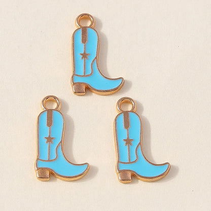 Leslie 10 pièces jolies filles bottes de cowboy et chapeau breloques pendentifs pour la fabrication de bijoux collier boucles d'oreilles bricolage Cowgirl chapeau charme cadeaux