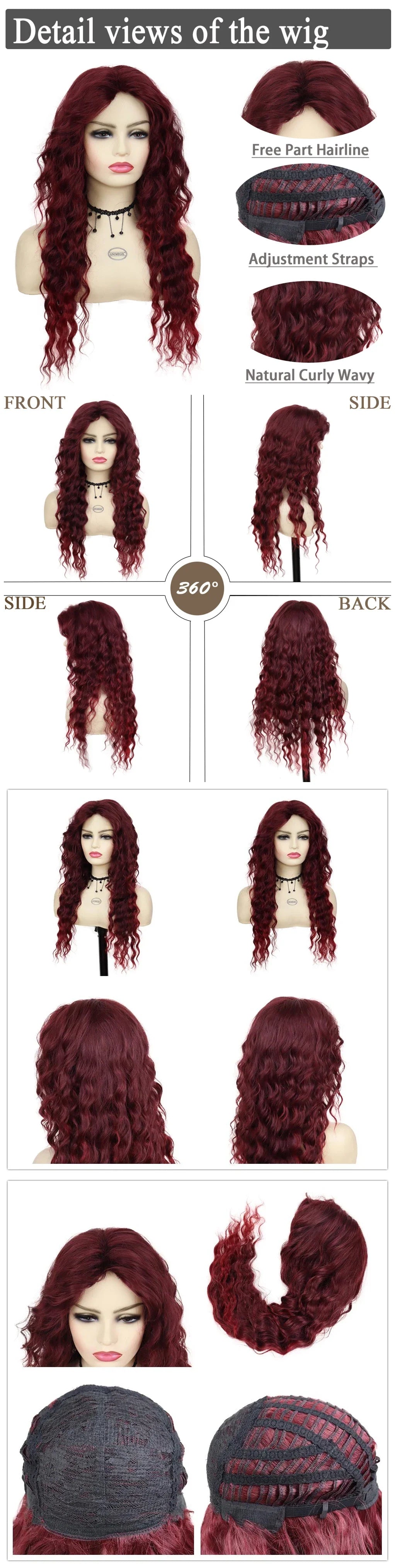 Perruque blonde bouclée cheveux synthétiques longs naturels perruques ondulées pour femmes blanches, raie libre, racines foncées, perruques ombrées, perruque ondulée tendance + autocollants