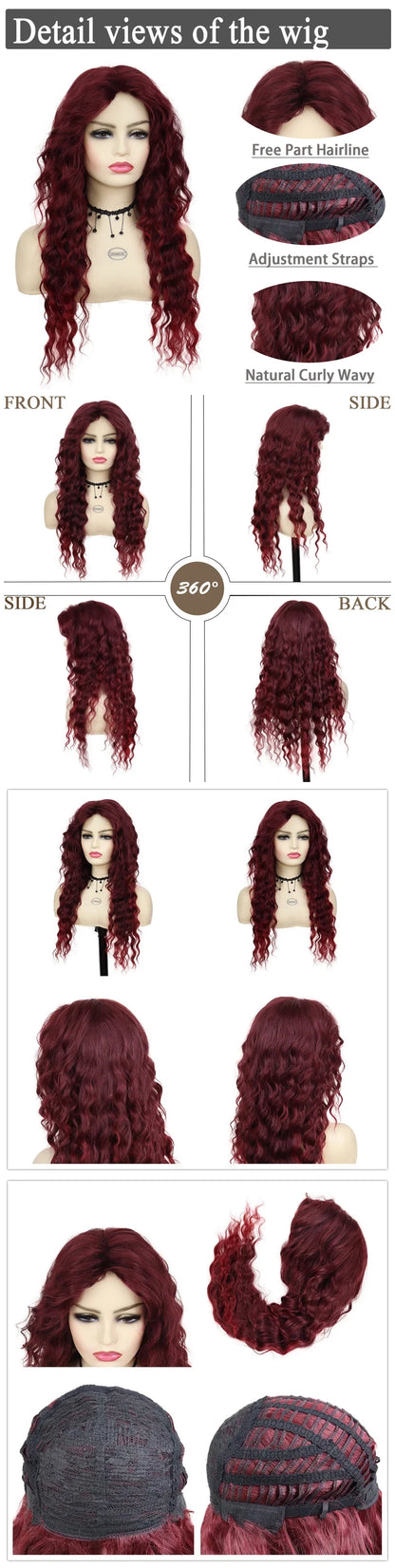 Perruque blonde bouclée cheveux synthétiques longs naturels perruques ondulées pour femmes blanches, raie libre, racines foncées, perruques ombrées, perruque ondulée tendance + autocollants