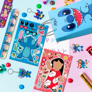 Stitch Birthday Party Favors,110 Pcs Stitchs Party Favors Set-Stitch Favor Bags,Keychains Slap Bracelets etc Stitch Themed Party
