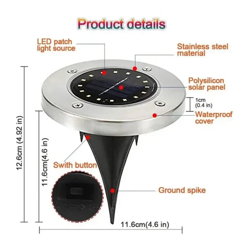 1/4/8 pièces lumières solaires extérieures 8/20LED s disque lampe souterraine projecteur enterré lumière solaire pour la maison jardin pelouse cour décoration