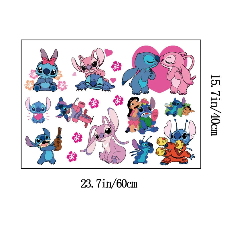 Cartoon Lilo & Stitch Movie Wall Stickers For Kid's Room Kindergarten Living Room Wall Decoration Animated Poster  Art Mural