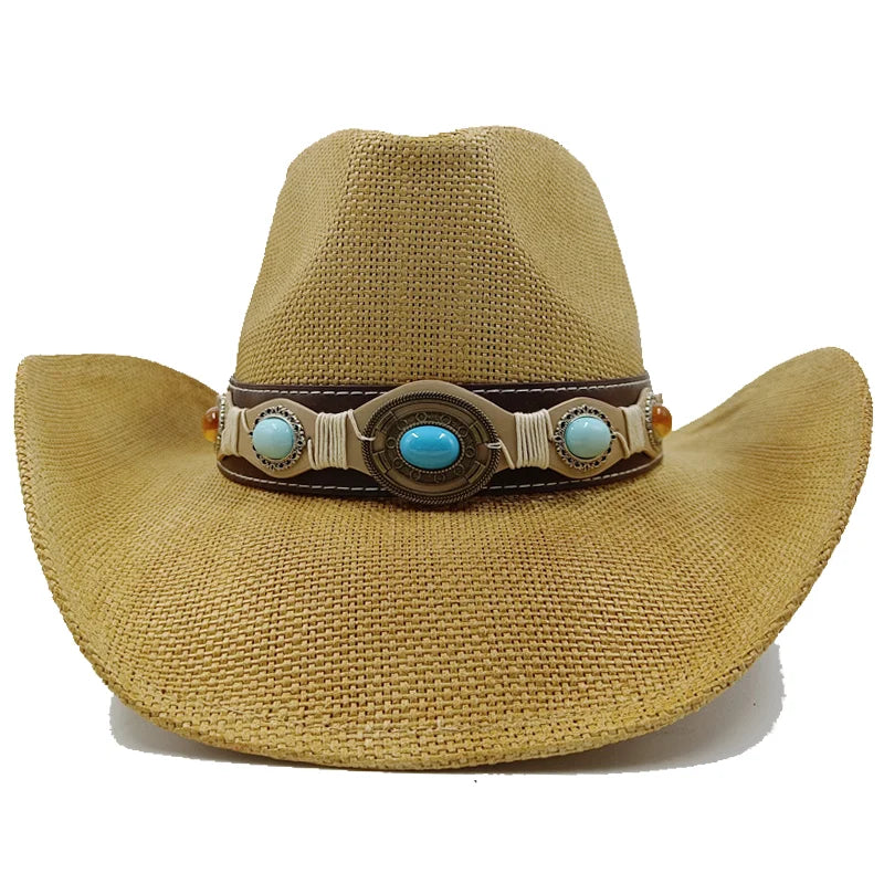 The latest Cowboy hat rose red retro straw hat 2023 new men's and women's jazz Cowboy hat straw hat sun hat summer hat sombrero