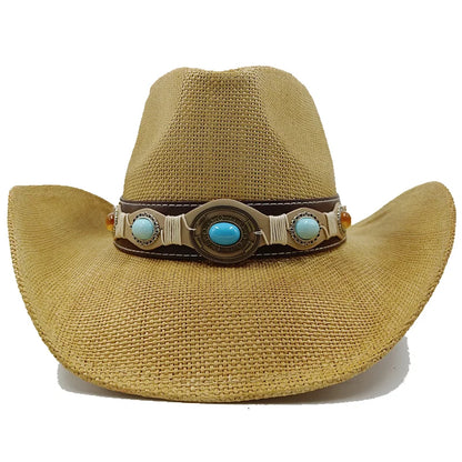 The latest Cowboy hat rose red retro straw hat 2023 new men's and women's jazz Cowboy hat straw hat sun hat summer hat sombrero