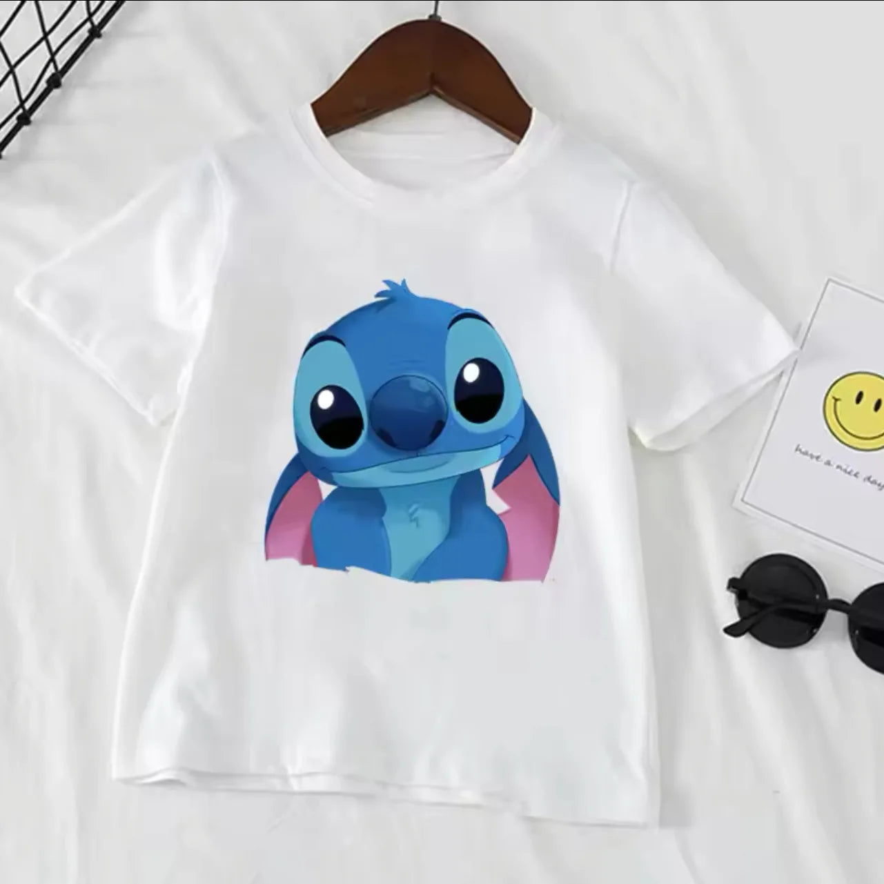 Stitch Stitch Series Peripheral Cartoon Pattern Printed Children's Clothing Summer Edition Boys and Girls Round Neck T-shirt