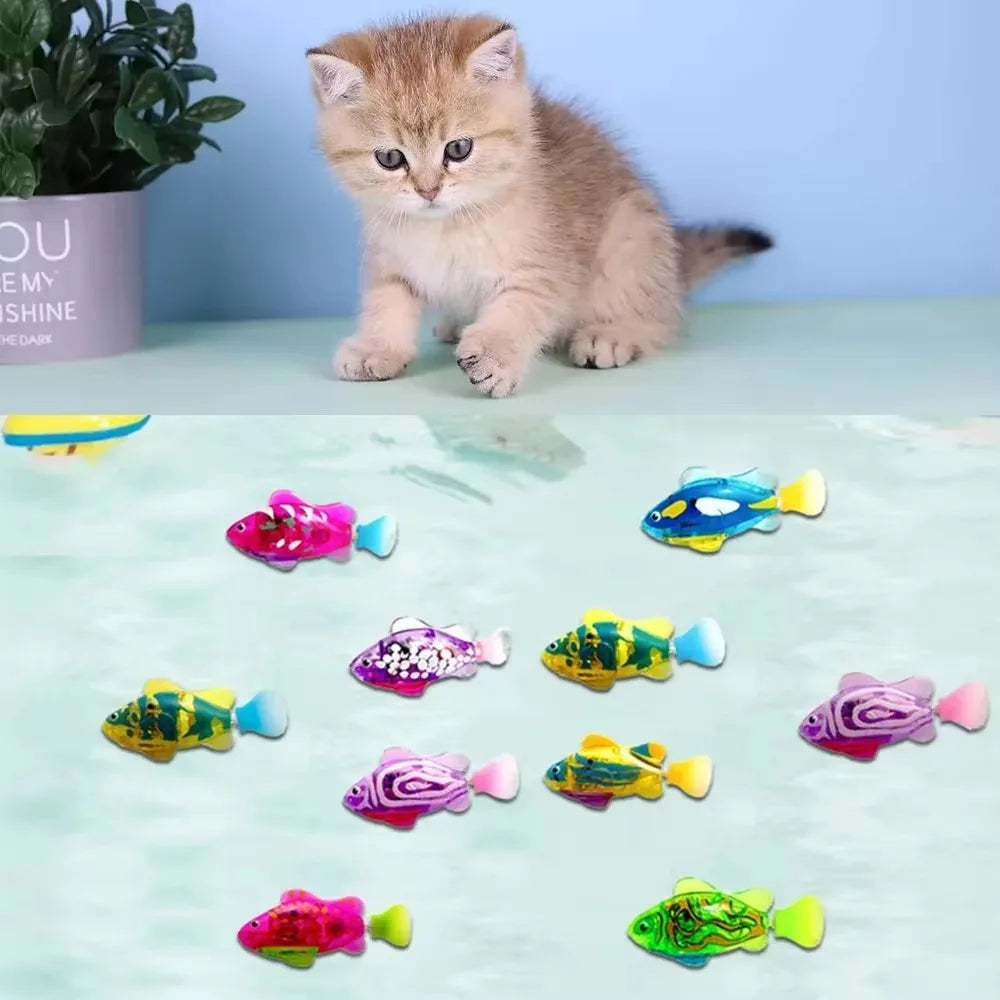 Jouet pour chat LED inductif interactif natation Robot poisson jouets brillant électrique poissons stimuler chaton chasse Instinct produits pour animaux de compagnie