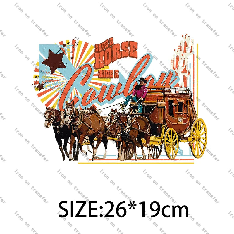 Rodeo Wild West Cowgirl chastez vos rêves Cowboy été imprimé léopard transferts à repasser pour vêtements décoration bricolage
