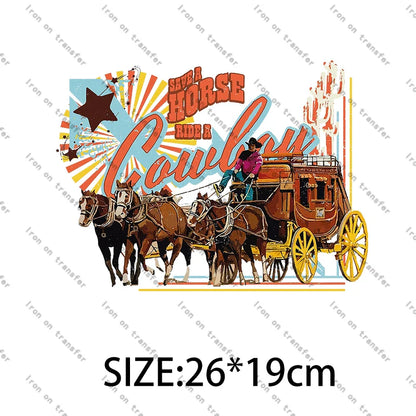 Rodeo Wild West Cowgirl chastez vos rêves Cowboy été imprimé léopard transferts à repasser pour vêtements décoration bricolage