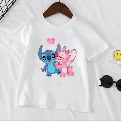 Stitch Stitch Series Peripheral Cartoon Pattern Printed Children's Clothing Summer Edition Boys and Girls Round Neck T-shirt