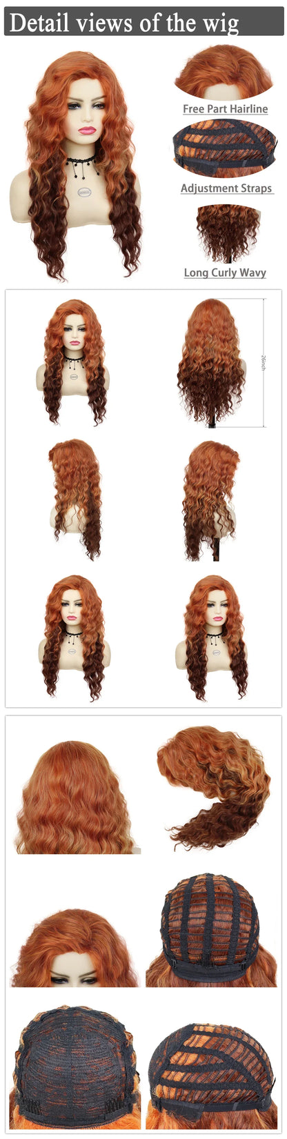 Perruque blonde bouclée cheveux synthétiques longs naturels perruques ondulées pour femmes blanches, raie libre, racines foncées, perruques ombrées, perruque ondulée tendance + autocollants