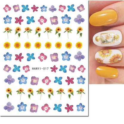 3d Nail Art Stickers Winter Autumn Golden Leaves Red Roses Flowers Decals For Nails Decoration Manicure Salon Beauty
