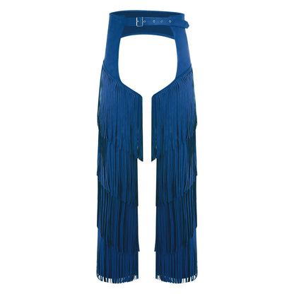 Pantalon Long en flanelle pour femmes, avec pompon latéral, taille, entrejambe ouvert, vélo, équitation, Cowgirl, Costume Cospaly d'halloween