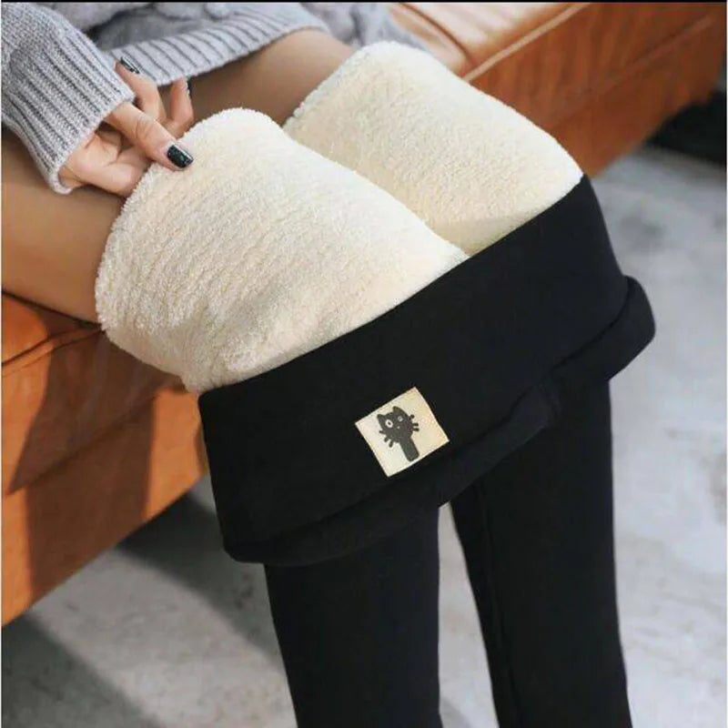 Hiver épaissir Leggings chauds femmes agneau cachemire Joggers taille haute polaire collants élastiques collants chauds pantalon mince velours Legging