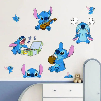 MINISO Autocollants Muraux Dessin Animé Lilo & Stitch pour Chambre d'Enfant, Maternelle, Salon, Chambre à Coucher, Décoration Murale, Poster Animé