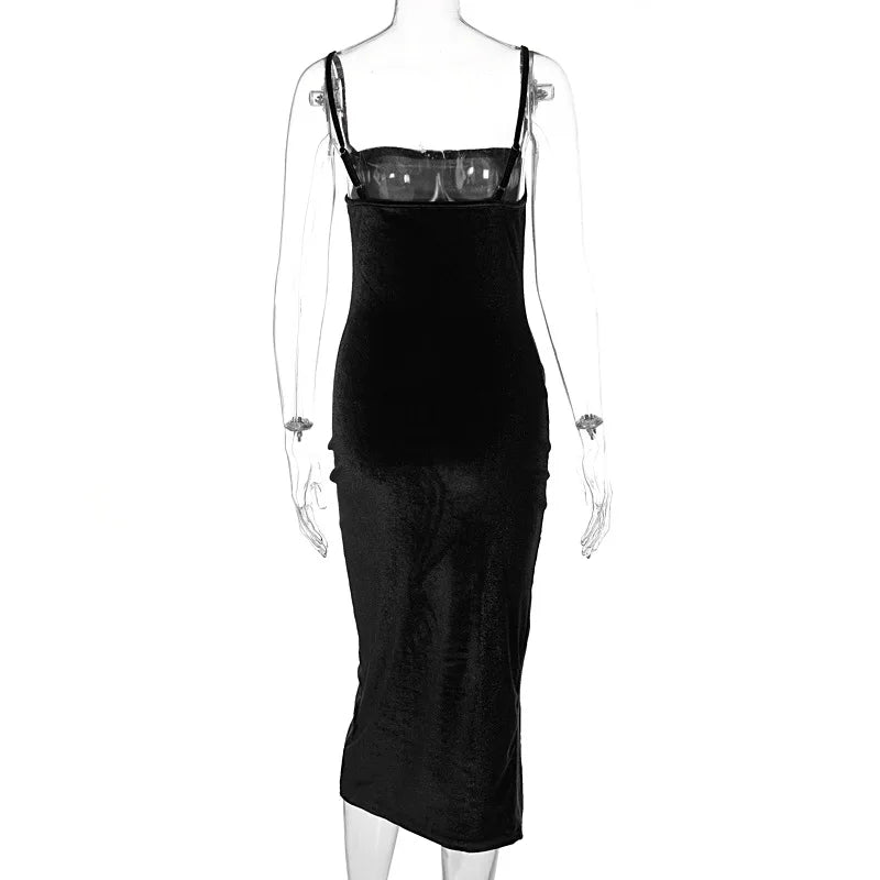 Ele Sexy Women's Spring 2024 Faionable Slim Fit Split Strapl Dr Polyester Fiber mid Waist Gown for Babies