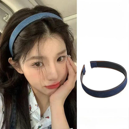 Rétro bleu Cowboy large bord Denim bandeau pour femme tempérament bandeau cheveux cerceau dame mode polyvalent cheveux accessoires nouveau