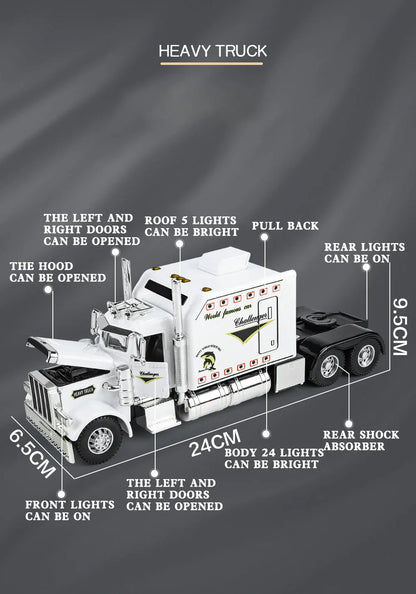 1/24 American Tractor Peterbilt 389 Alloy Simulation Diecast Model Car Collection Christmas Gifts Sound & Light Toys For Kids
