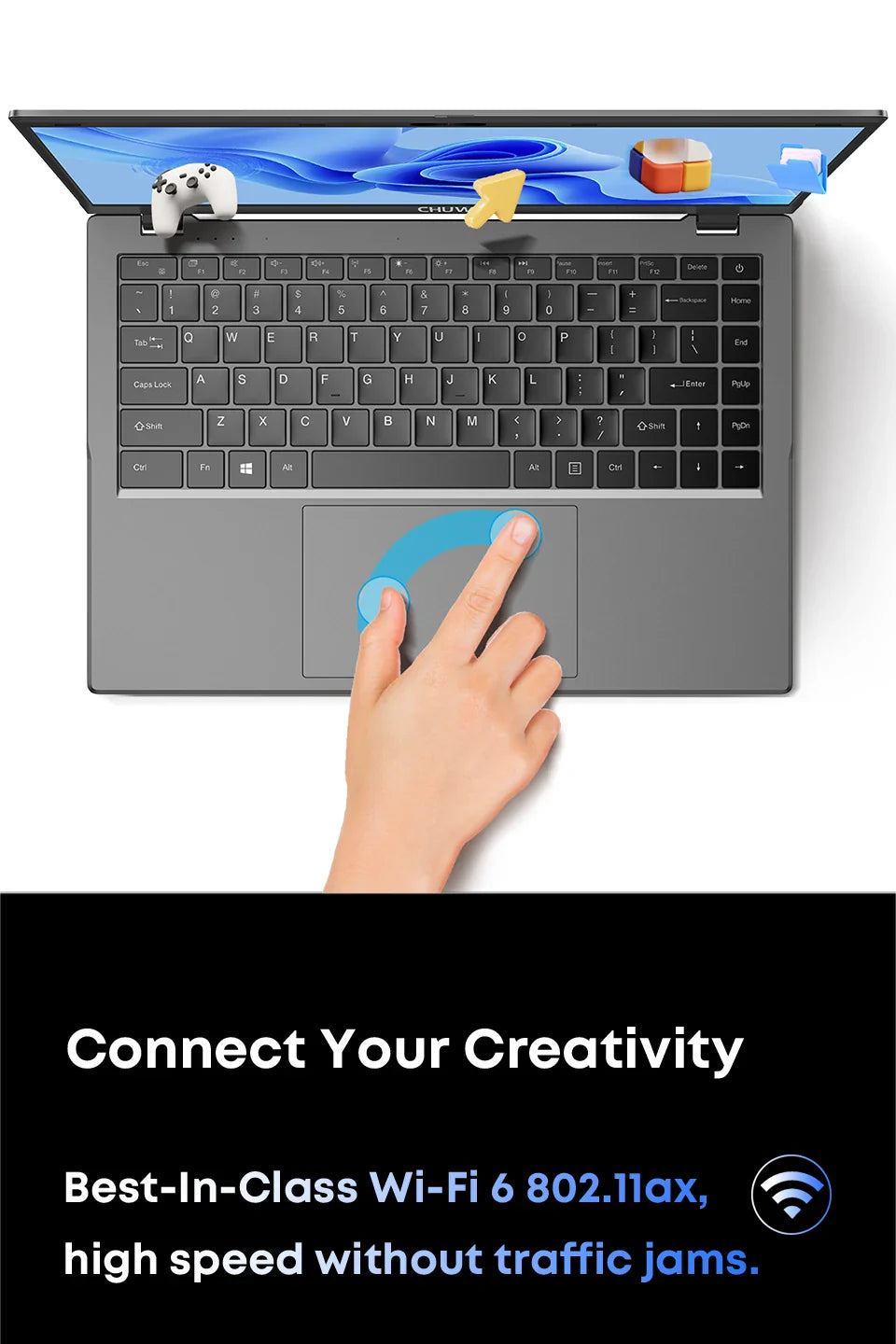 CHUWI GemiBook XPro 14.1 Inch Laptop Intel 12th N150 16GB DDR5 512GB SSD Windows 11 1920*1080 16:9 Screen WiFi 6 BT5.2 38Wh