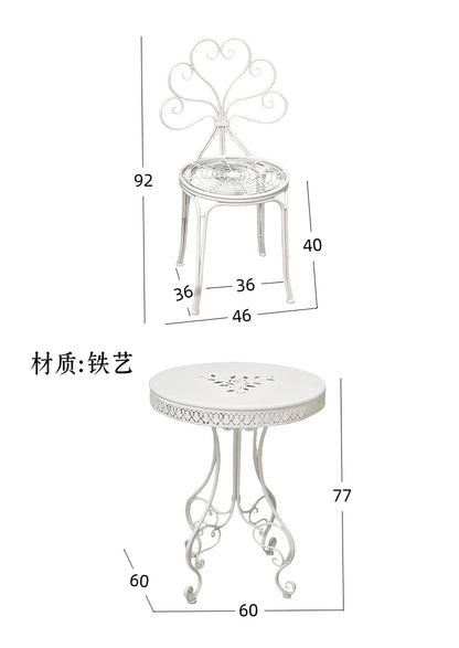 Table d'extérieur en fer européen, balcon de cour, table de terrasse, conception de dentelle, meubles de jardin, décoration de la maison, petite table basse
