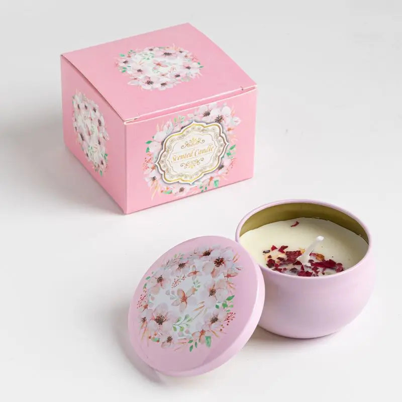 Bougies parfumées Osmanthus Gardenia avec pétales, petites bougies parfumées romantiques pour cadeaux d'anniversaire de filles, aromathérapie pour la maison