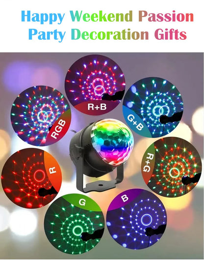 RGB LED Stage Disco Light Rotating DJ Ball Strobe Remote Sound Control Dj lights Karaoke Wedding Party Bar Club Laser Show Lamp