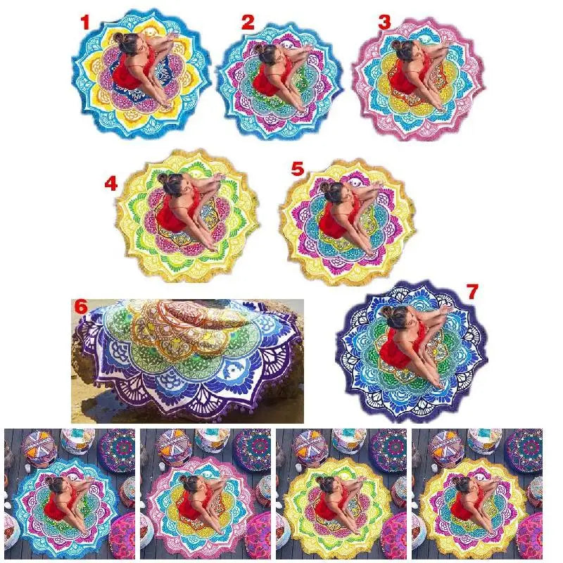 Indian Mandala Tapestry With Tassel Printed Beach Towel Wall Hanging Yoga Mat Bikini Cover-Up for Home Decor