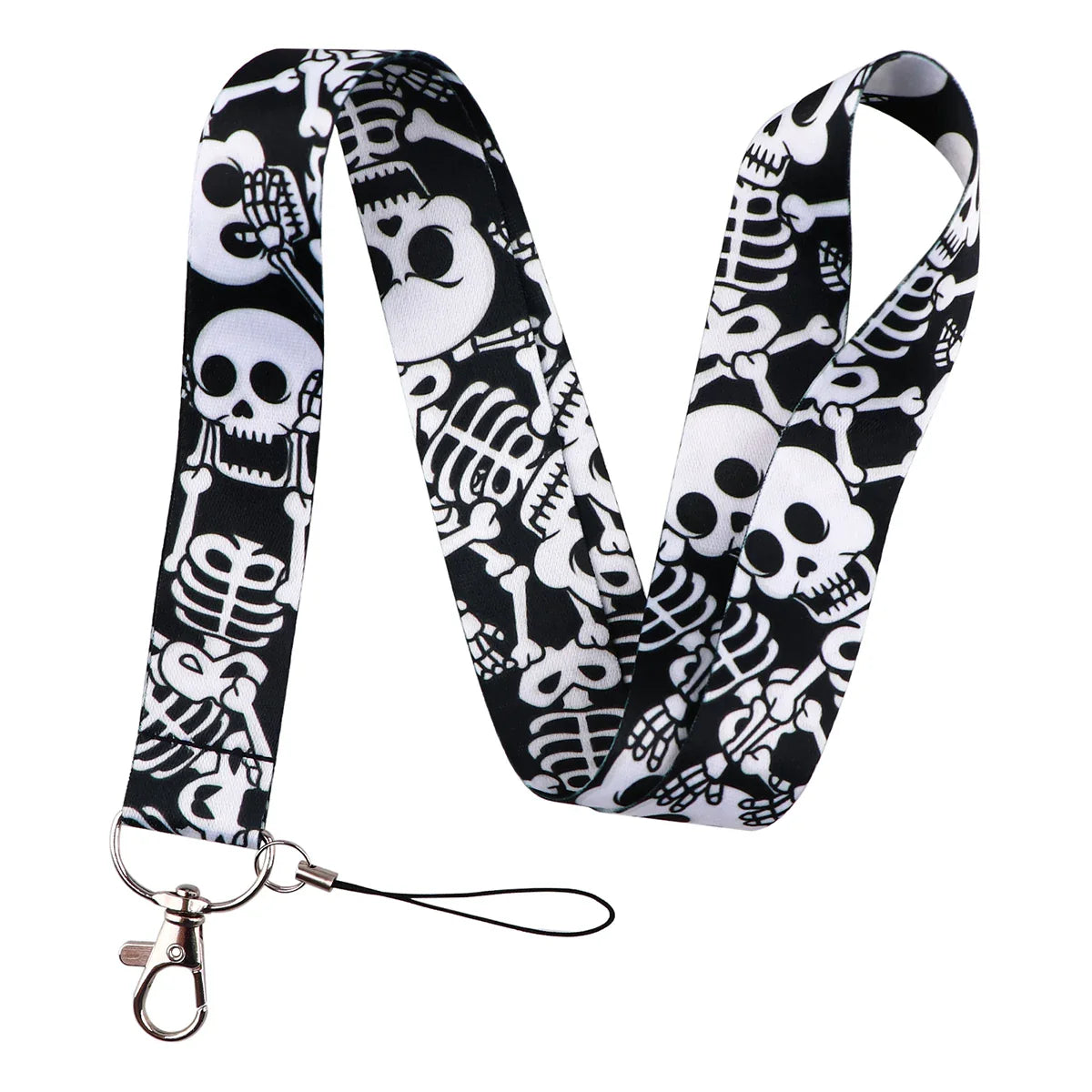 Cordon en forme de crâne pour clés, cartes d'identité, gym, téléphone, porte-badge USB, lanière de cou DIY, corde de suspension, accessoires de téléphone pour Halloween