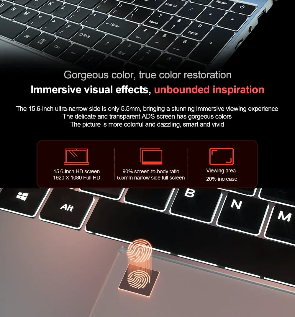 Laptop MAX Ram 36GB Rom 2TB SSD Metal ноутбуки Bluetooth AMD Ryzen 7 2700U Windows10 11 Pro Portable Gaming IPS Laptop